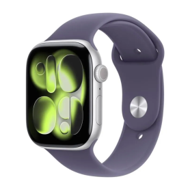 Montre Connectée Apple Watch Series 11 GPS 46mm Aluminium Argent avec Bracelet Sport M/L Violet - Neuf